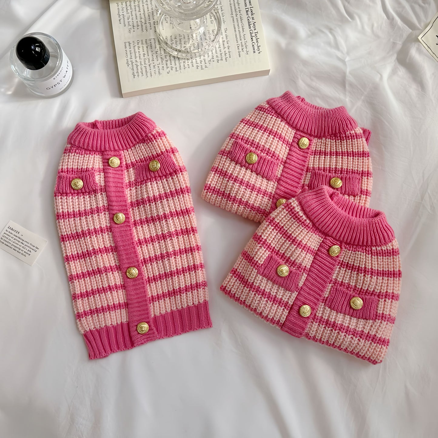 Pink Peppermint Striped Pet Sweater
